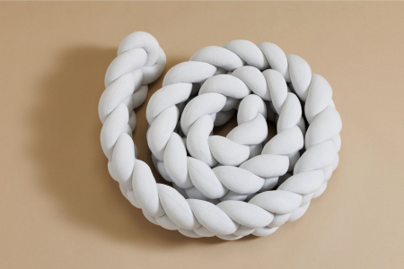 Tour de lit tressé 4 épis Gris clair 2M