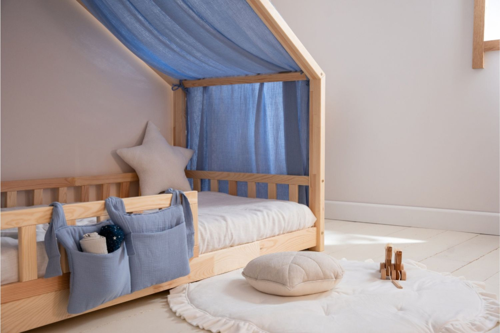 Bed Canopy - White & Gold Dots - Model DK - 140x460cm