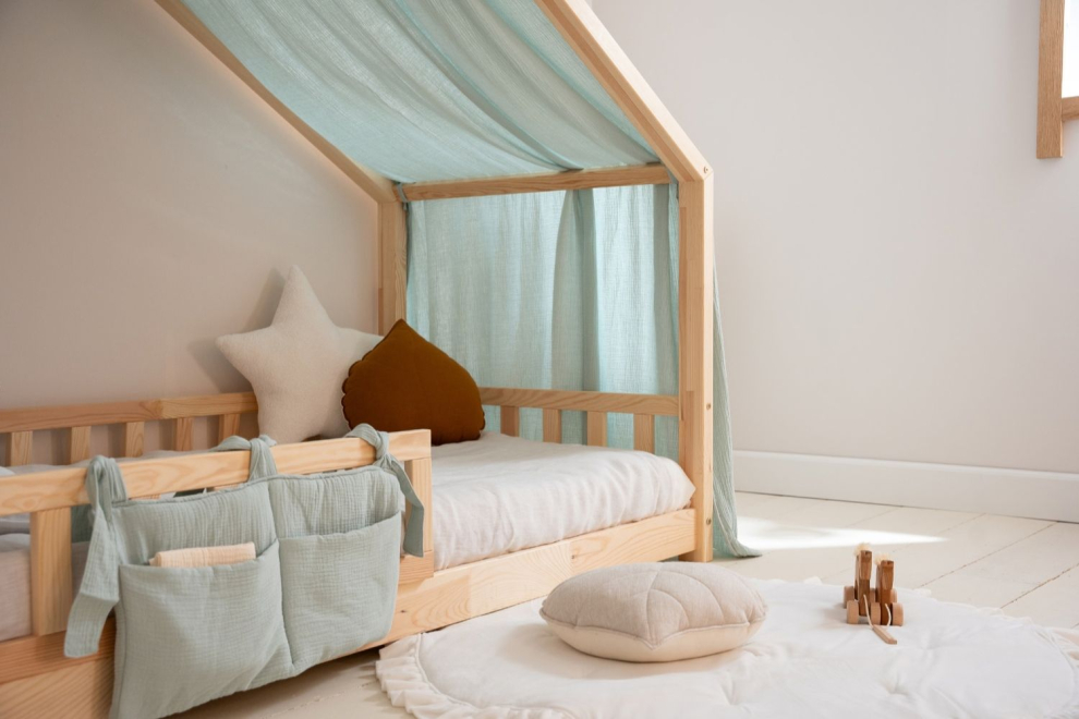 Telo per Letto a Capanna Blu Marino con Stelle Dorate - Modello DK - 140x360cm