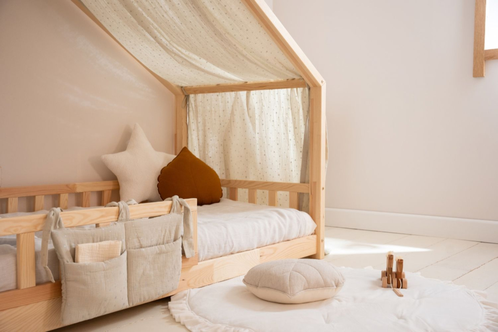 Hausbett-Himmel - Vintage Blumen Für - Modell DK -140x360cm