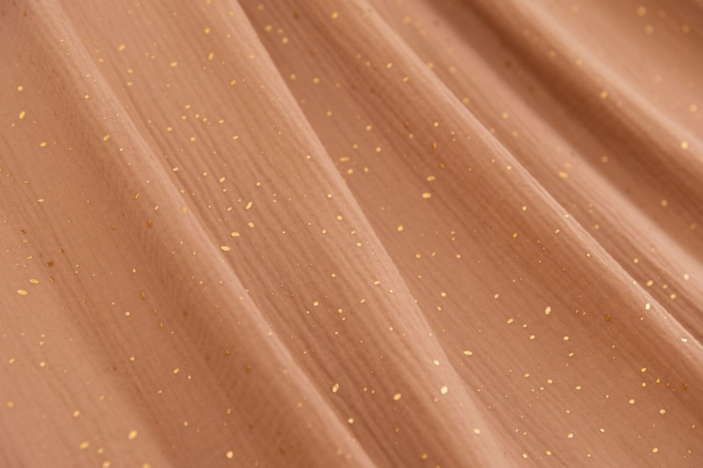 Tela Cama Casita Camel con Lunares Drados - Modelo DK