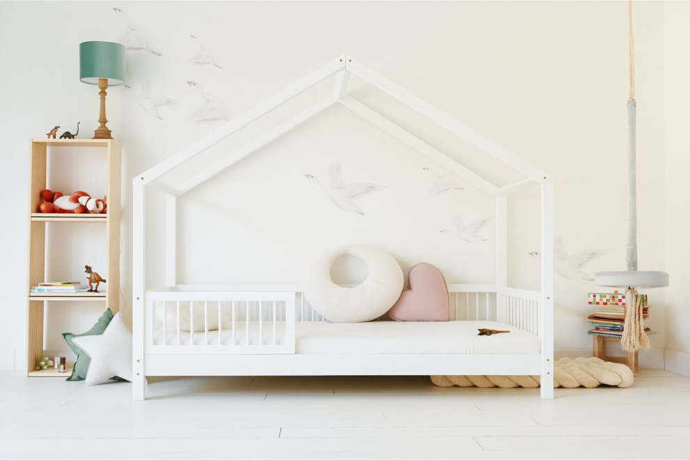 Lit Cabane DP Premium 90x200cm - Blanc - 10cm