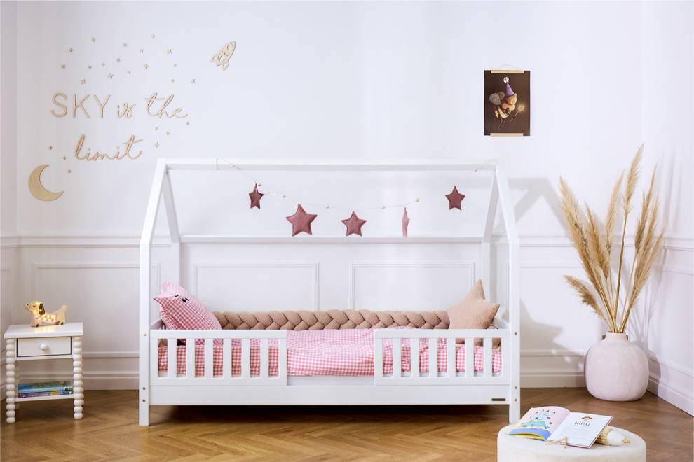 House Bed L Premium 90x190cm - White - On the floor