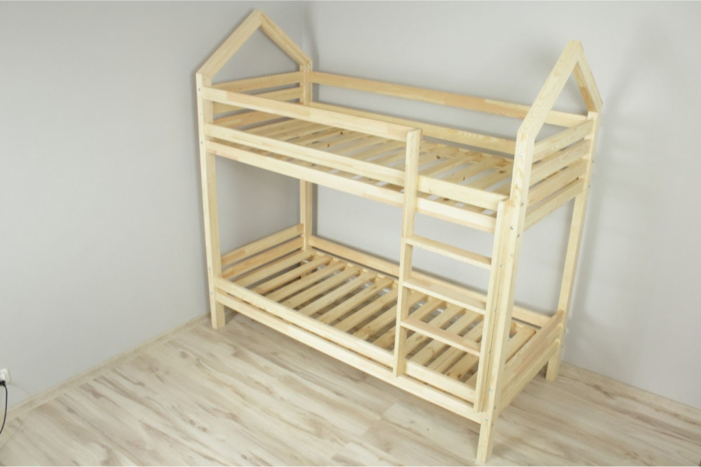 Cama Casita RT 90x200cm - Madera Natural - Con 1 Cama Nido