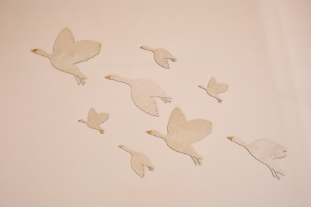 Décoration Murale Ensemble d'oies en bois