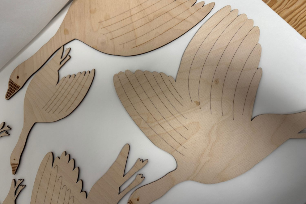 Wooden Goose Set Wall Decoration