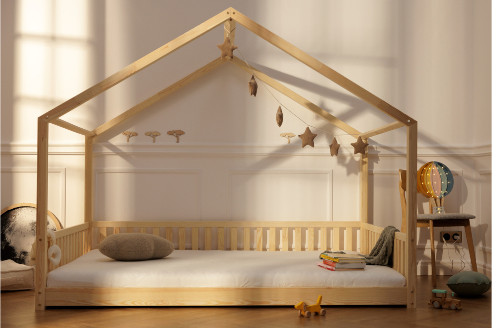 Hausbett DP 140x200cm - Naturholz - Ebenerdig