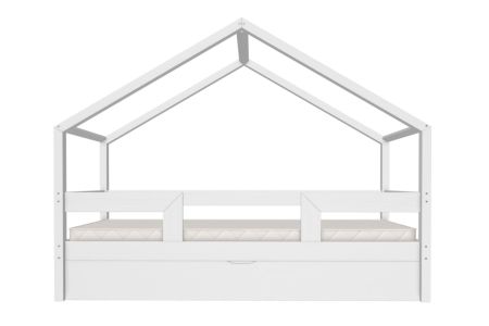 Lit Cabane DMT 90x180cm - Blanc - Avec 1 Tiroir Lit