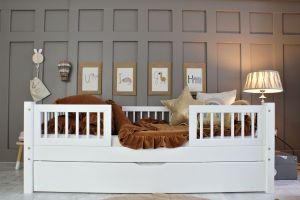 Brasilia Bed with Drawer 70x140cm - White - Central Entrance