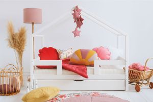 Cama Casita DMT 90x180cm - Blanco - Con 1 Cama Nido