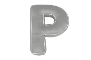 Coussin Lettre P - Coton Gris