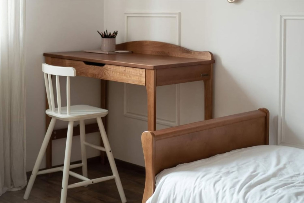 Desk and chair with magnetic board