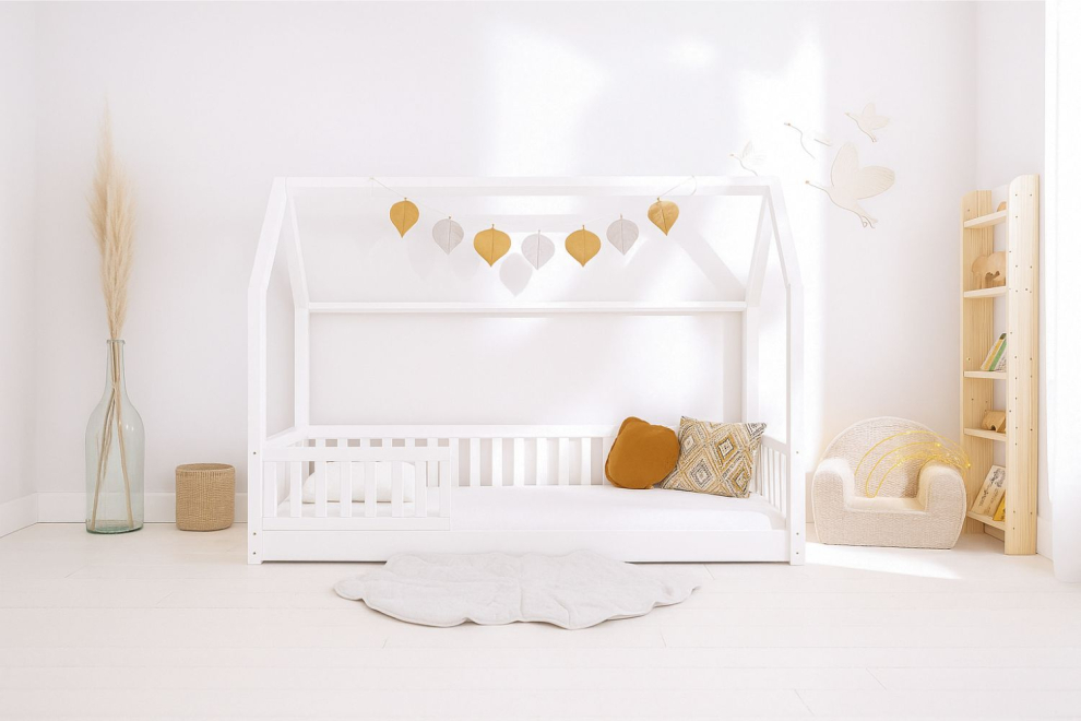 Cama Casita L Premium 90x190cm - Blanco - En el suelo