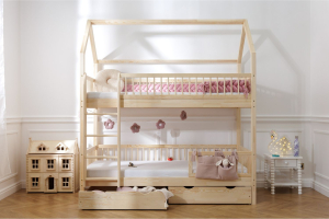 Litera Premium B 90x190cm - Madera Natural - Con 2 Cajones de Almacenamiento