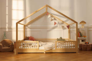 Cama Casinha DP 140x200cm - Madeira Natural - No chão