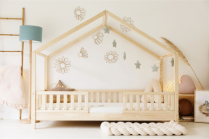 Cama Casinha DB Premium 90x190cm - Madeira Natural - 20cm