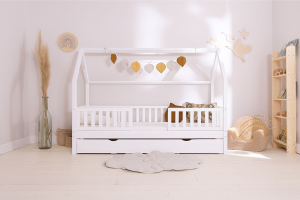 Cama Casita LT Premium 90x190cm - Blanco - Con 1 Cama Nido