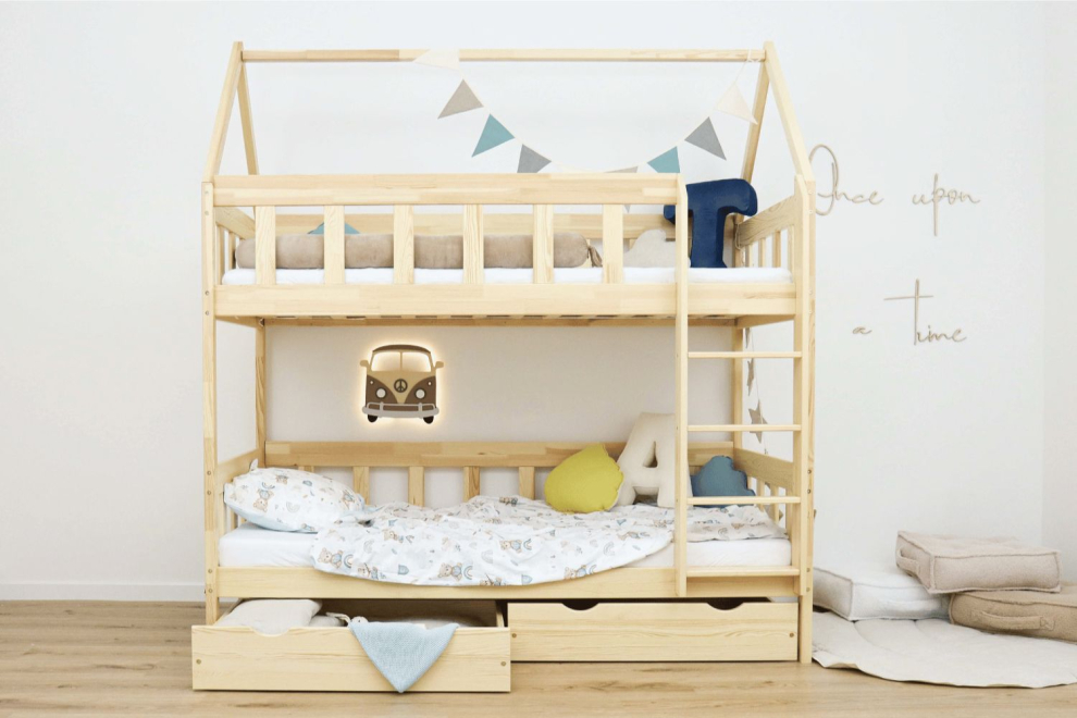 WBT Bunk Bed 90x190cm - White - With 2 Storage Drawers