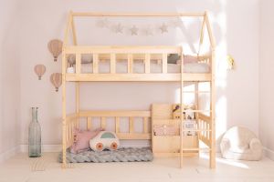 W Bunk Bed 90x190cm - Varnished Wood