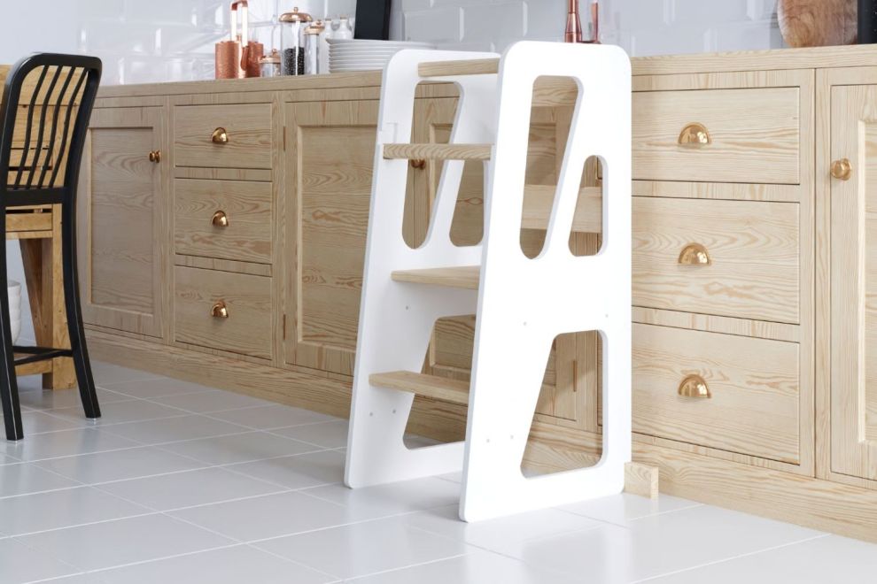 Torre de Aprendizaje Ayudante de Cocina en Madera - Blanca