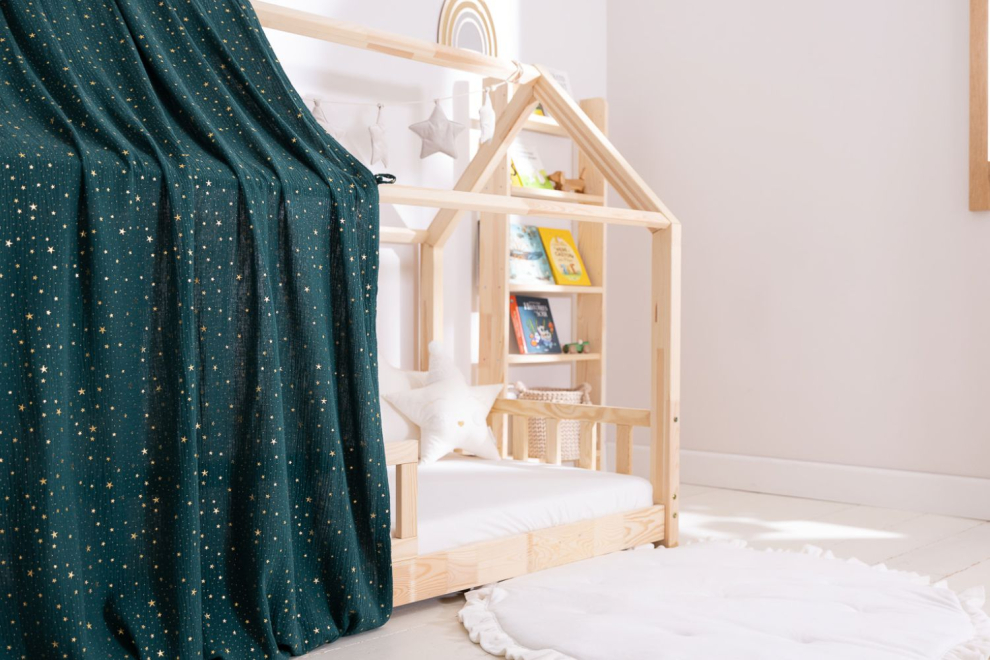 Bed Canopy -White with Gold Dots - Model K