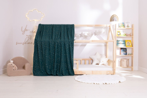 Telo per Letto a Capanna Bianco con Pois dorati - Modello K